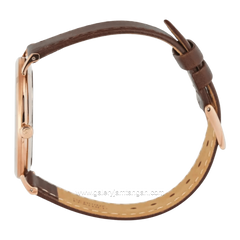 Alexandre Christie AC 8490 MHLRGSL Brown Rosegold Dial White Leather Strap