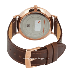 Alexandre Christie AC 8490 MHLRGSL Brown Rosegold Dial White Leather Strap