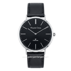 Alexandre Christie AC 8490 MHLSSBA Black Silver Dial Black Leather Strap