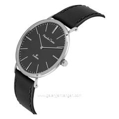 Alexandre Christie AC 8490 MHLSSBA Black Silver Dial Black Leather Strap