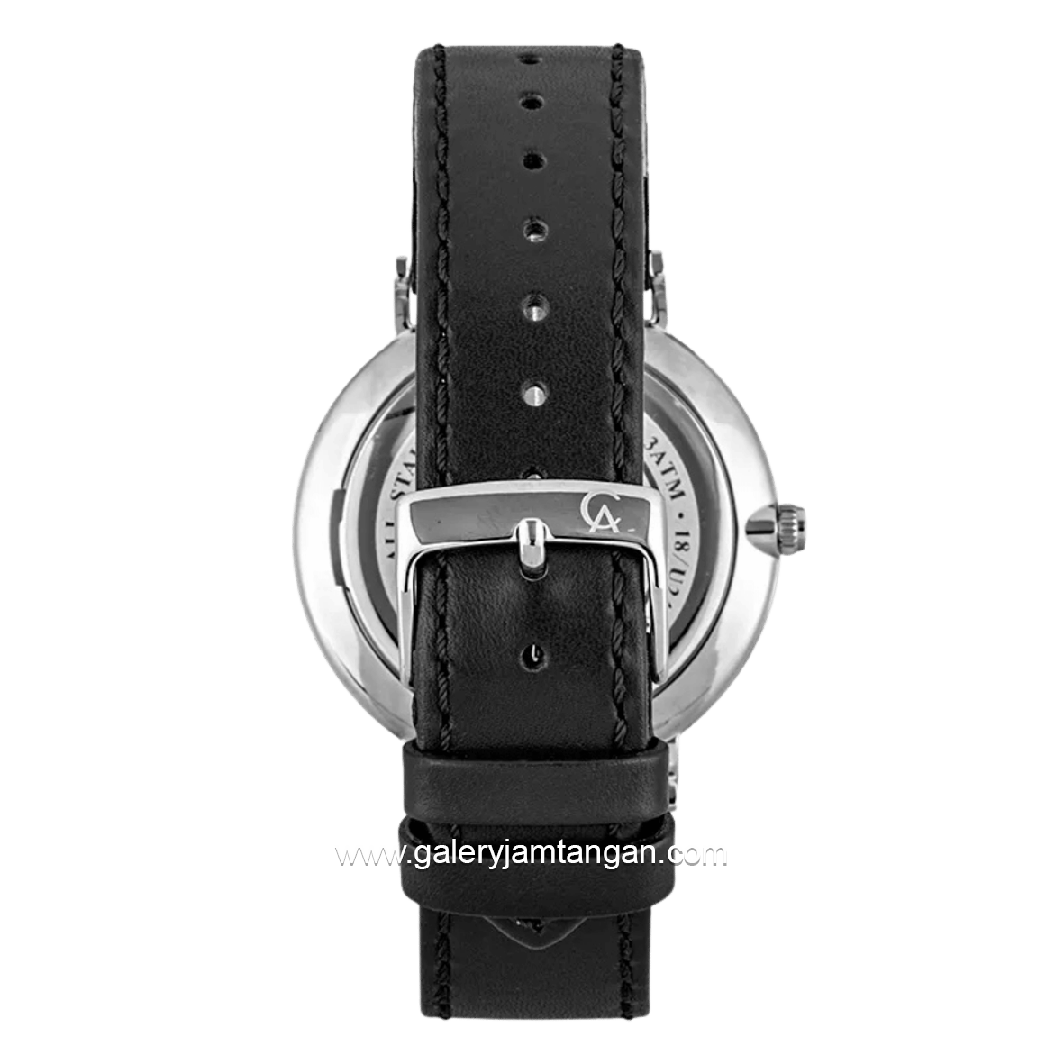 Alexandre Christie AC 8490 MHLSSBA Black Silver Dial Black Leather Strap