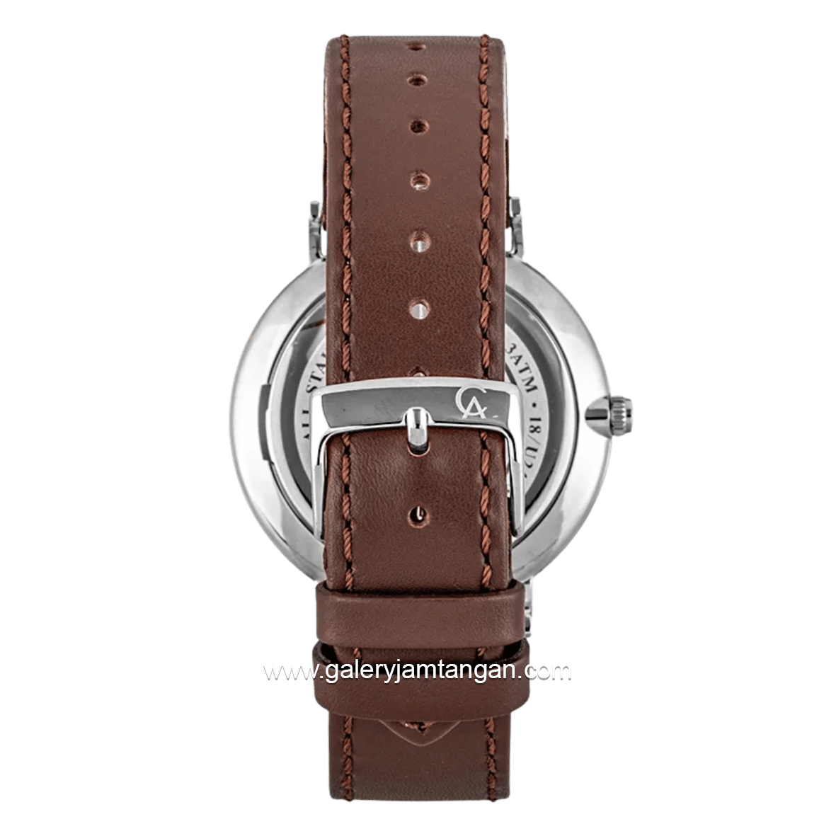 Alexandre Christie AC 8490 MH LSSSL Brown Silver Dial White Leather Strap