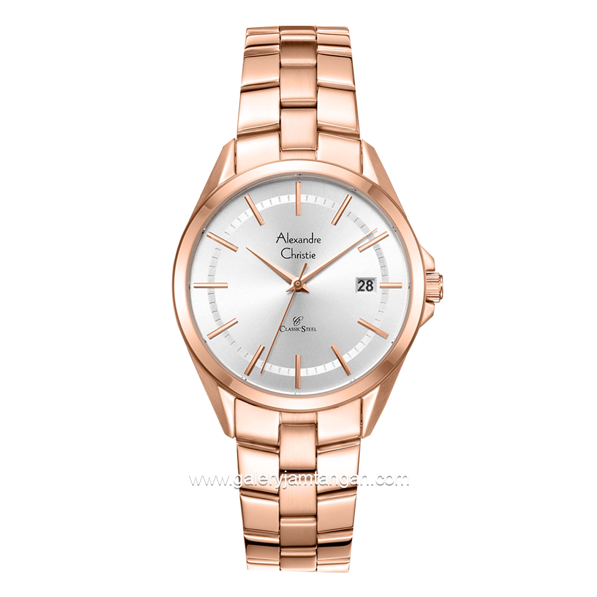 Alexandre Christie AC 8652 LD Rosegold Dial White Stainless Steel