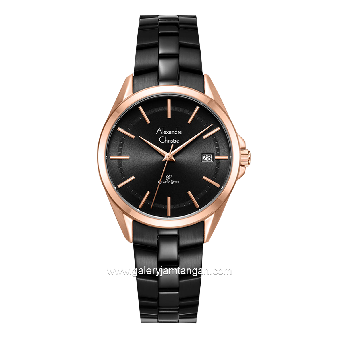 Alexandre Christie AC 8652 LD Black Rosegold Stainless Steel
