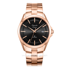 Alexandre Christie AC 8652 MD Rosegold Dial Black Stainless Steel