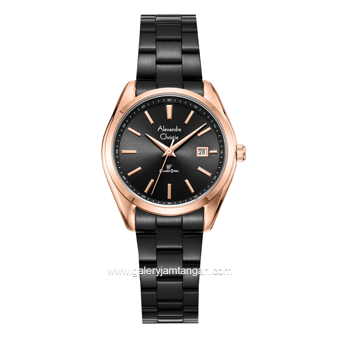 Alexandre Christie AC 8656 LD Black Rosegold Stainless Steel