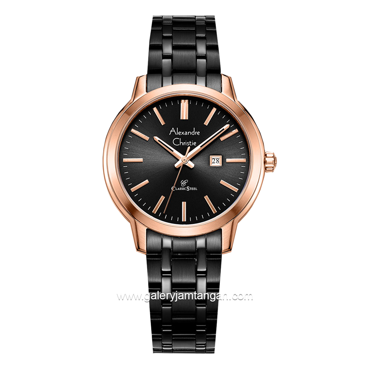 Alexandre Christie AC 8657 LD Black Rosegold Stainless Steel