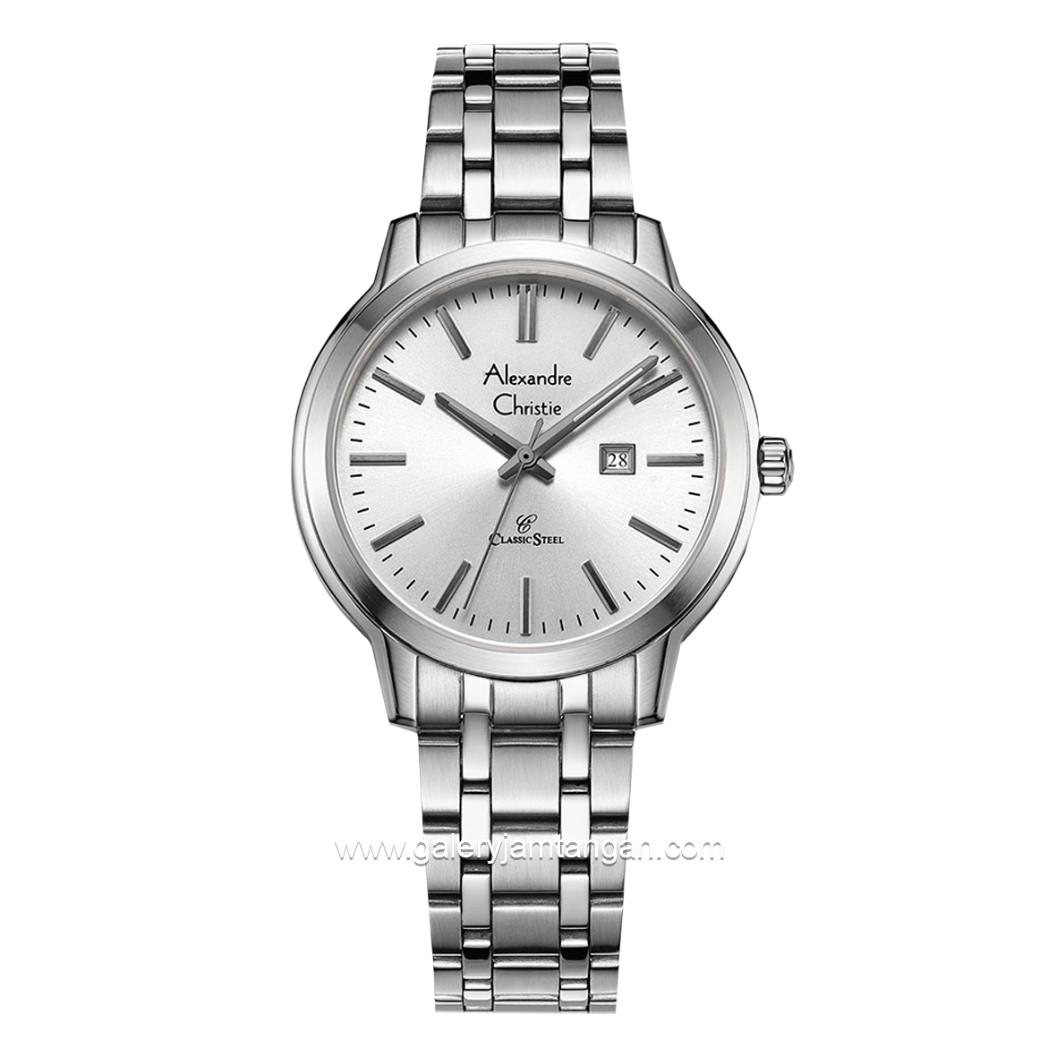 Alexandre Christie AC 8657 LD Silver Dial White Stainless Steel