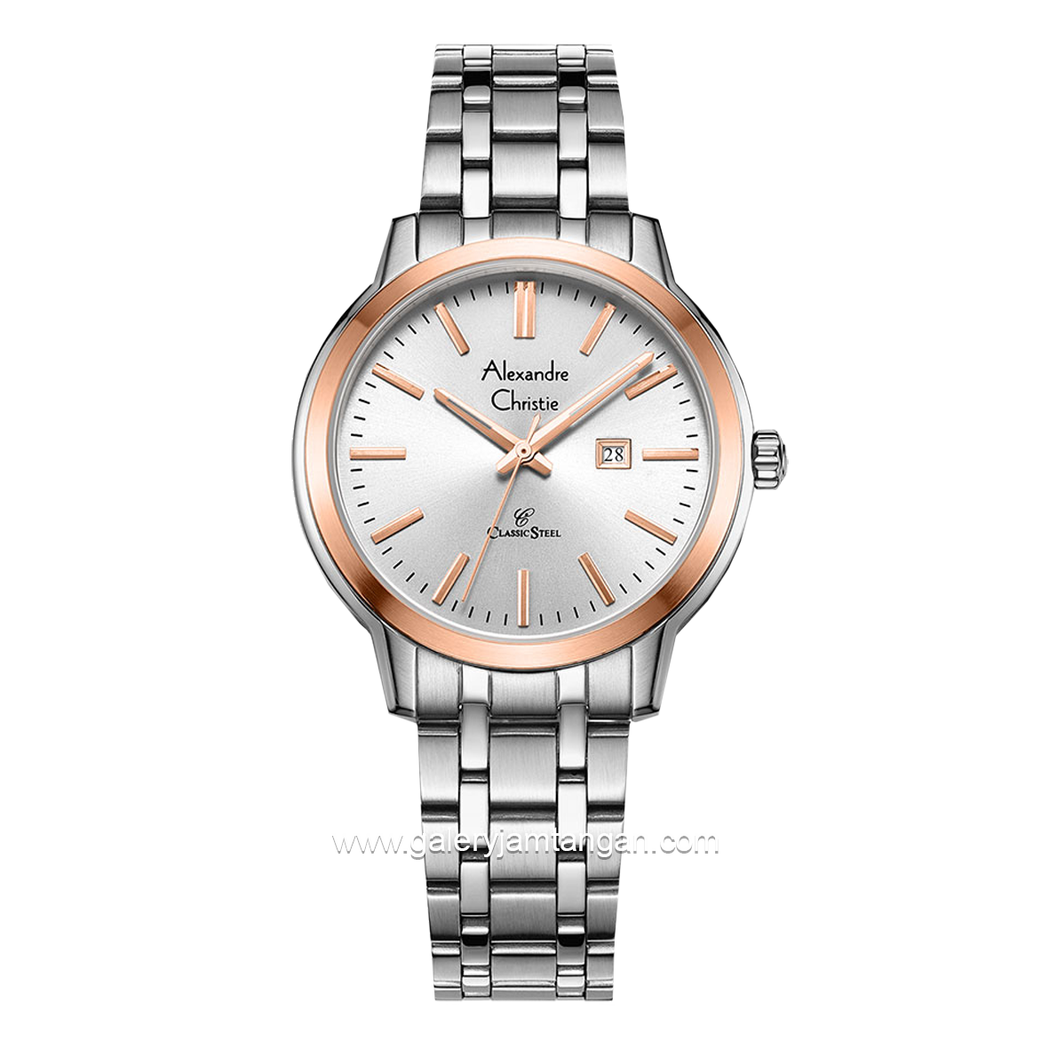 Alexandre Christie AC 8657 LD Silver Ring List Rosegold Stainless Steel