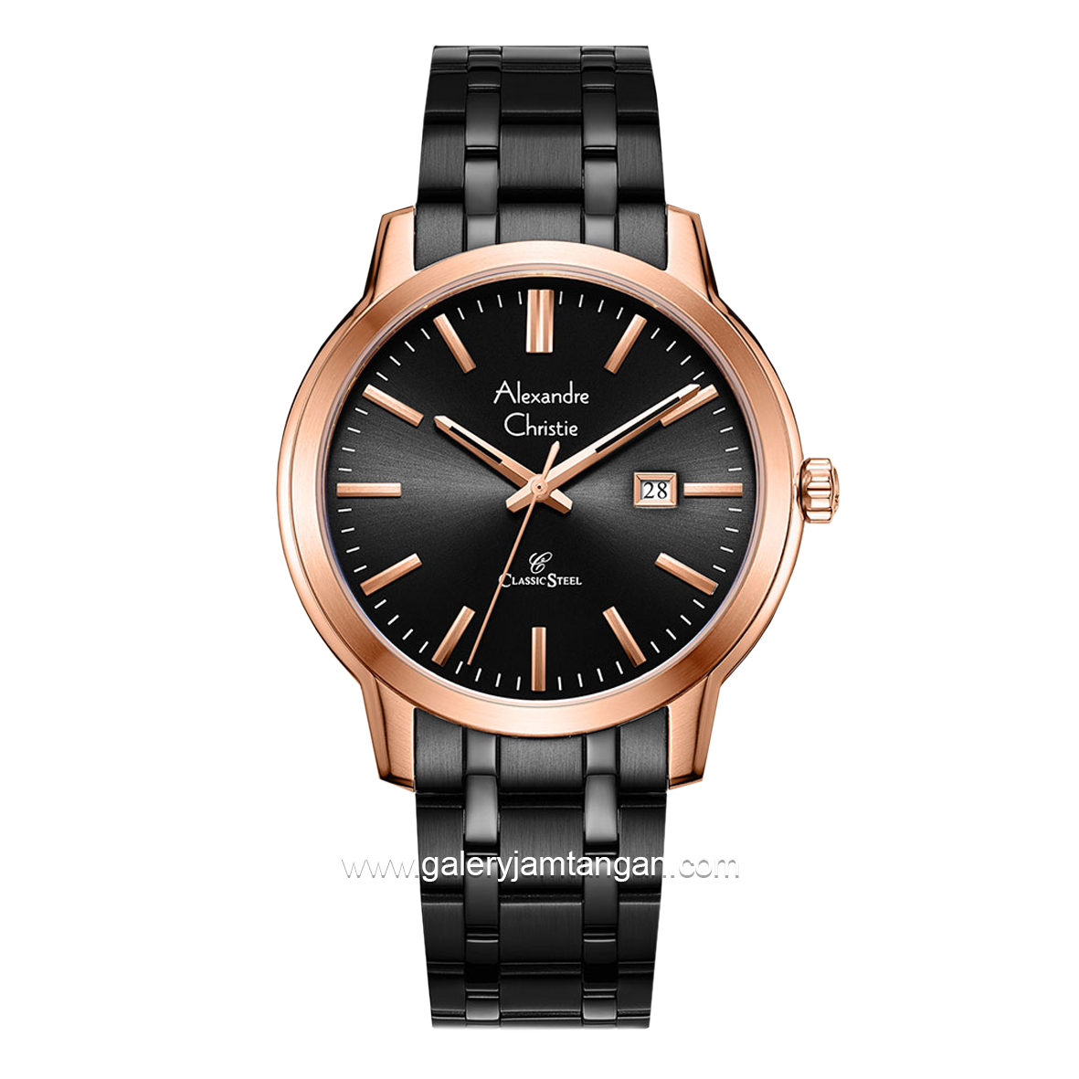 Alexandre Christie AC 8657 MD Black Rosegold Stainless Steel