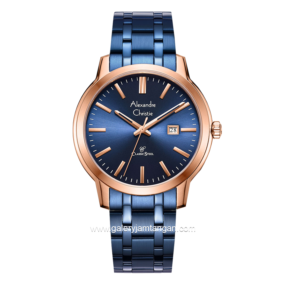 Alexandre Christie AC 8657 MD Blue Rosegold Stainless Steel