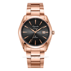 Alexandre Christie AC 8658 MD Rosegold Dial Black Stainless Steel