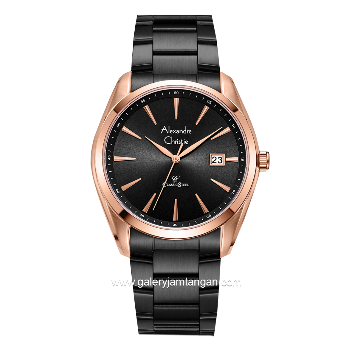 Alexandre Christie AC 8658 MD Black Rosegold Stainless Steel