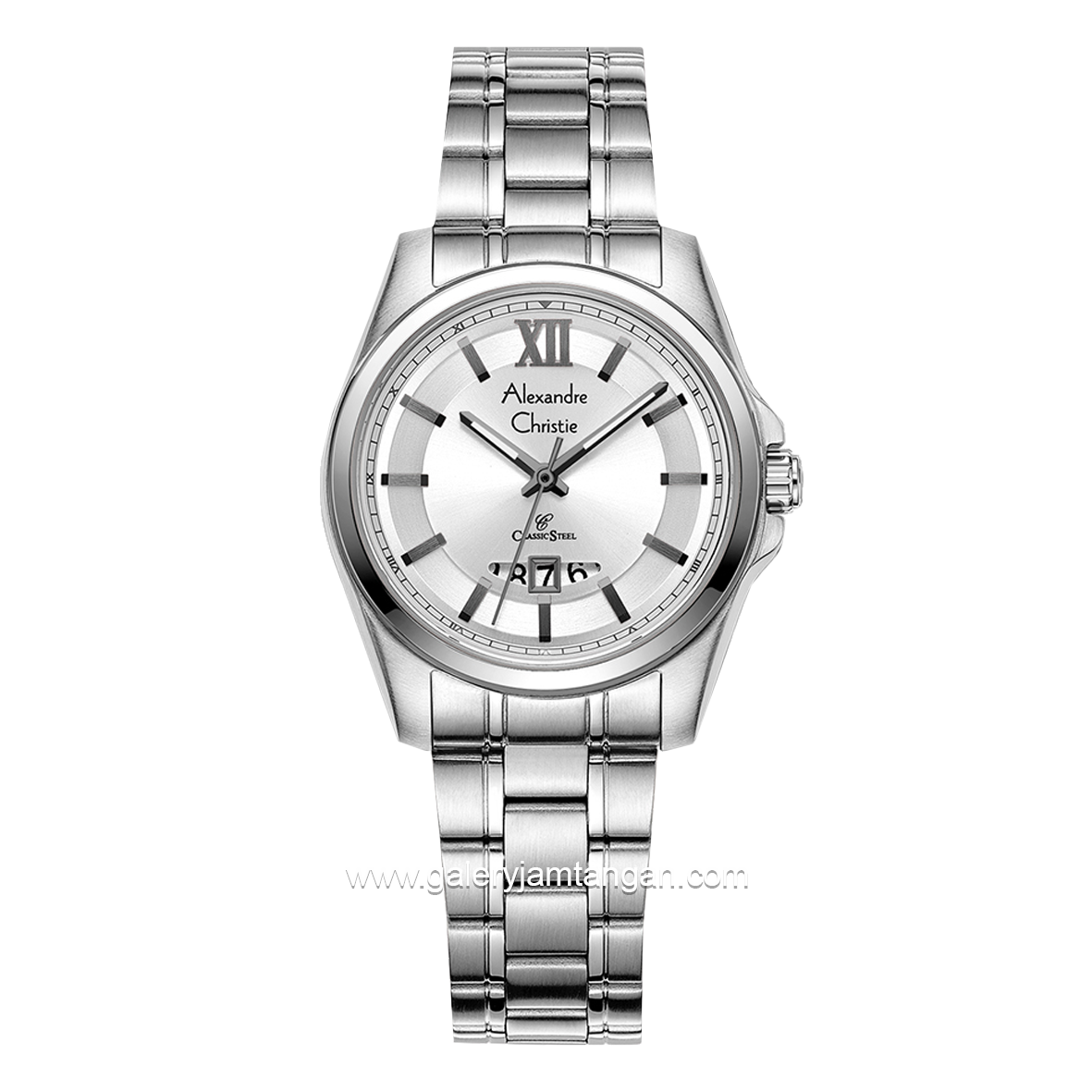 Alexandre Christie AC 8659 LD Silver Dial White Stainless Steel