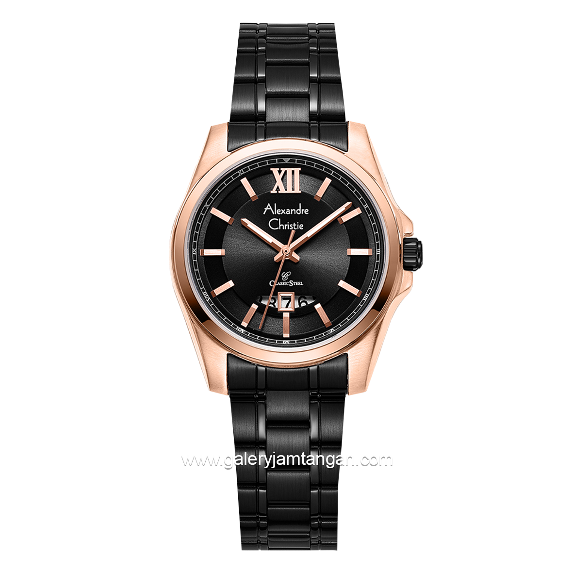 Alexandre Christie AC 8659 LD Black Rosegold Stainless Steel