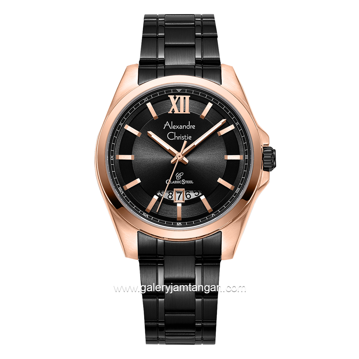 Alexandre Christie AC 8659 MD Black Rosegold Stainless Steel