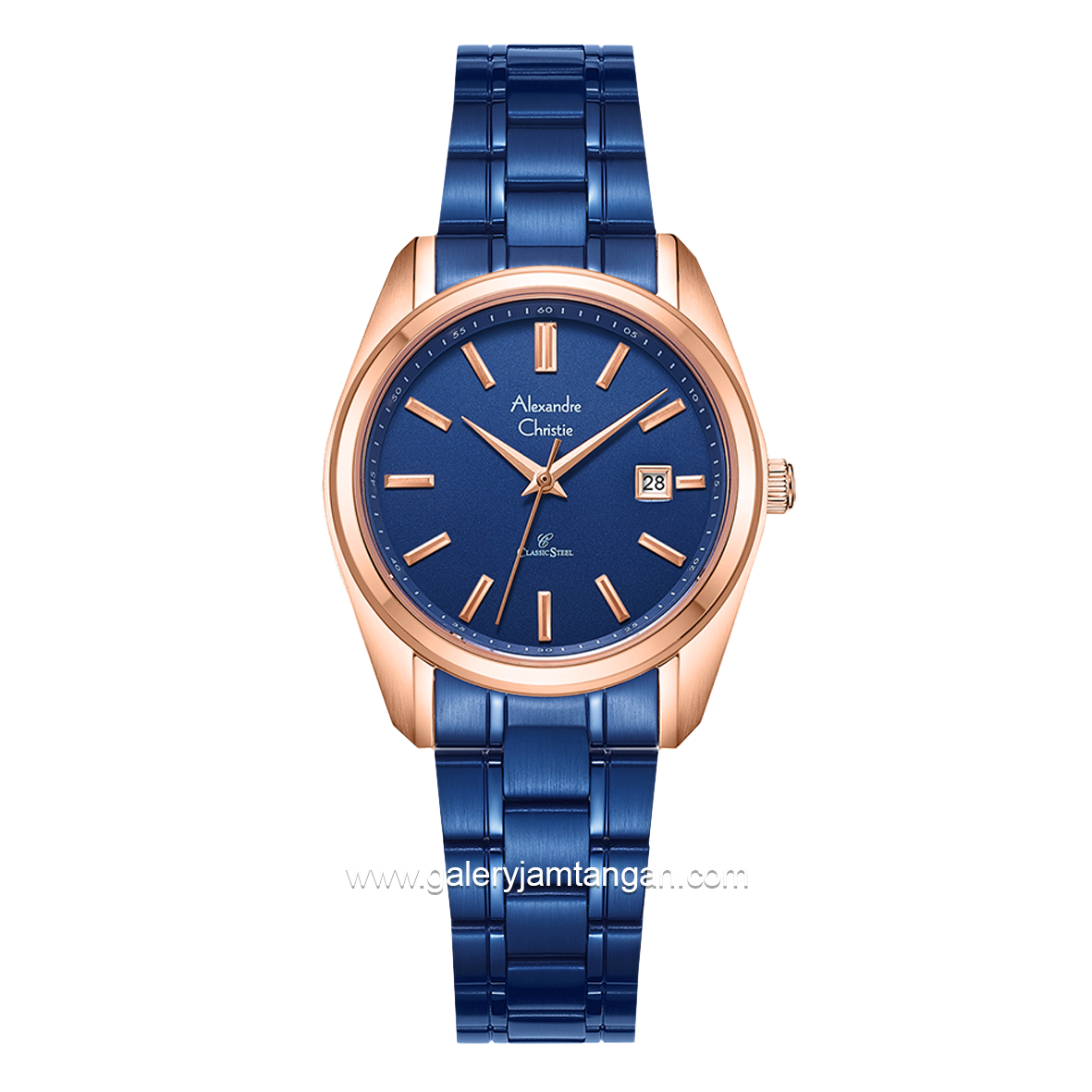 Alexandre Christie AC 8660 LD Blue Rosegold Stainless Steel