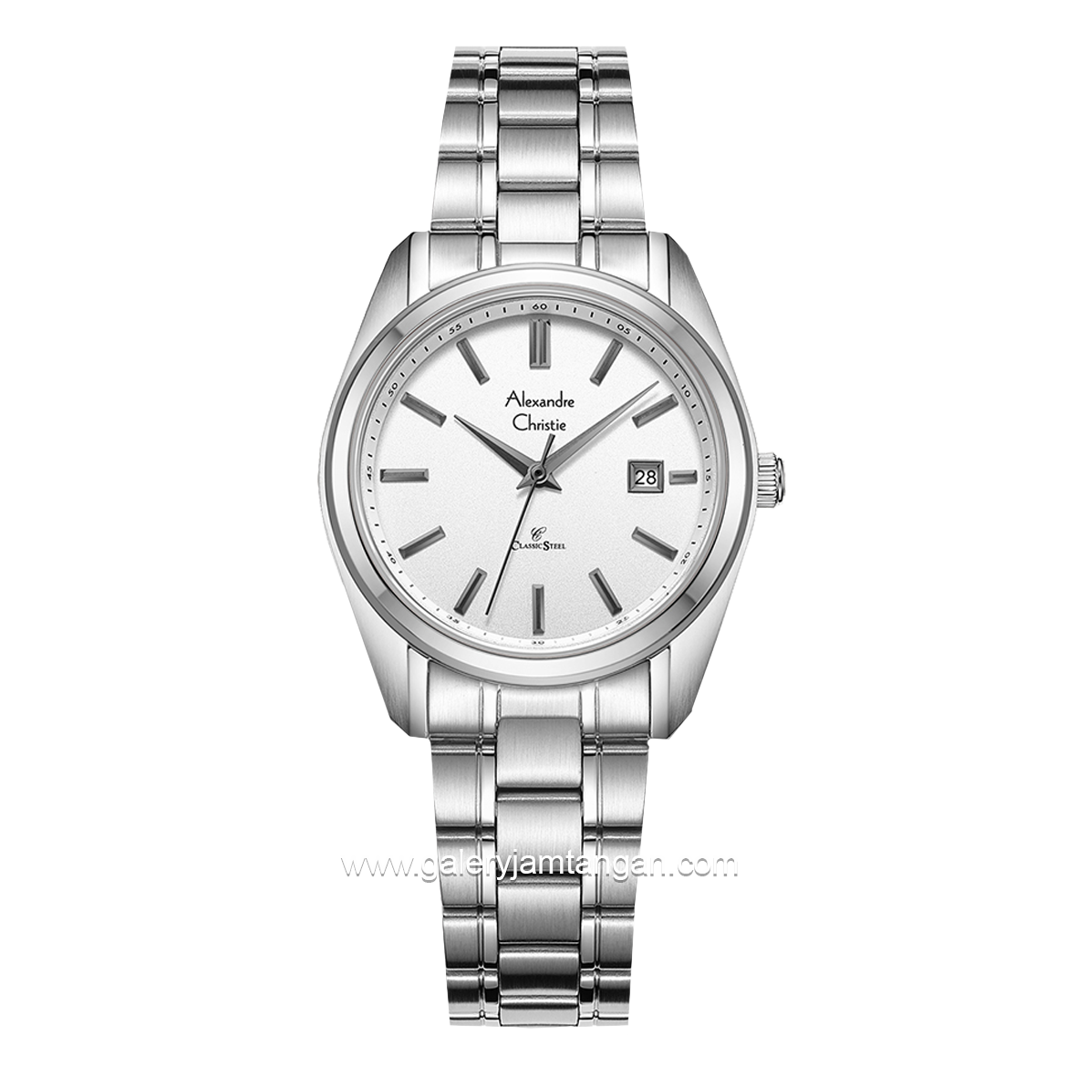 Alexandre Christie AC 8660 LD Silver Dial White Stainless Steel