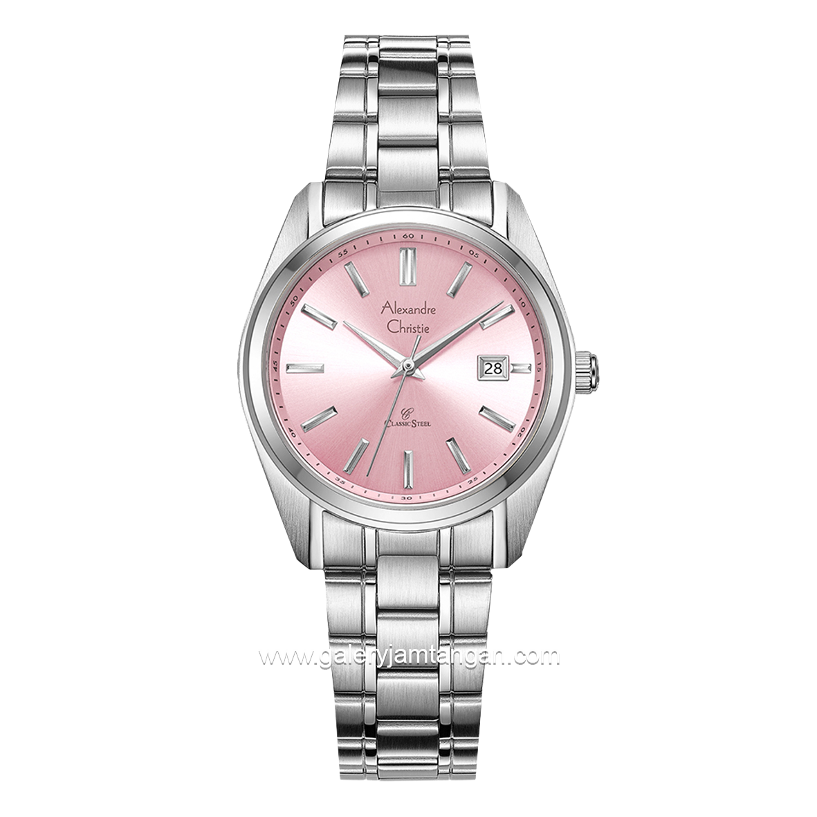 Alexandre Christie AC 8660 LD Silver Dial Pink Macaron Series Stainless Steel