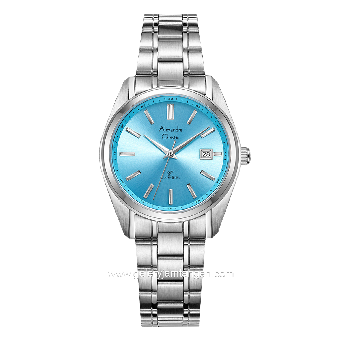 Alexandre Christie AC 8660 LD Silver Dial Blue Macaron Series Stainless Steel