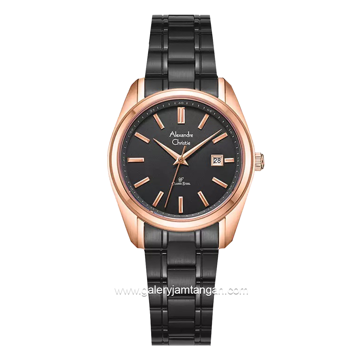 Alexandre Christie AC 8660 LD Black Rosegold Stainless Steel