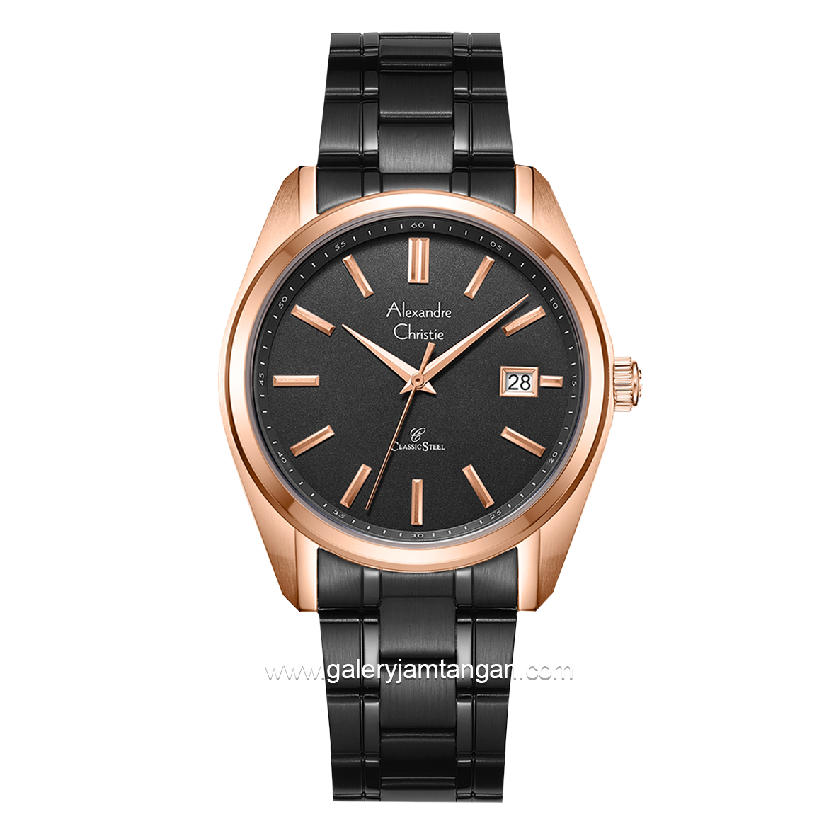 Alexandre Christie AC 8660 MD Black Rosegold Stainless Steel