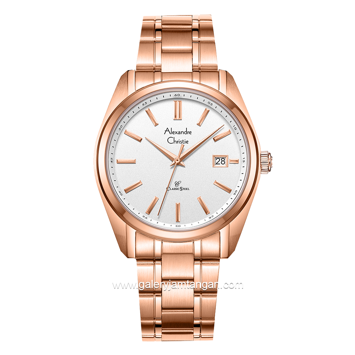 Alexandre Christie AC 8660 MD Rosegold Dial White Stainless Steel