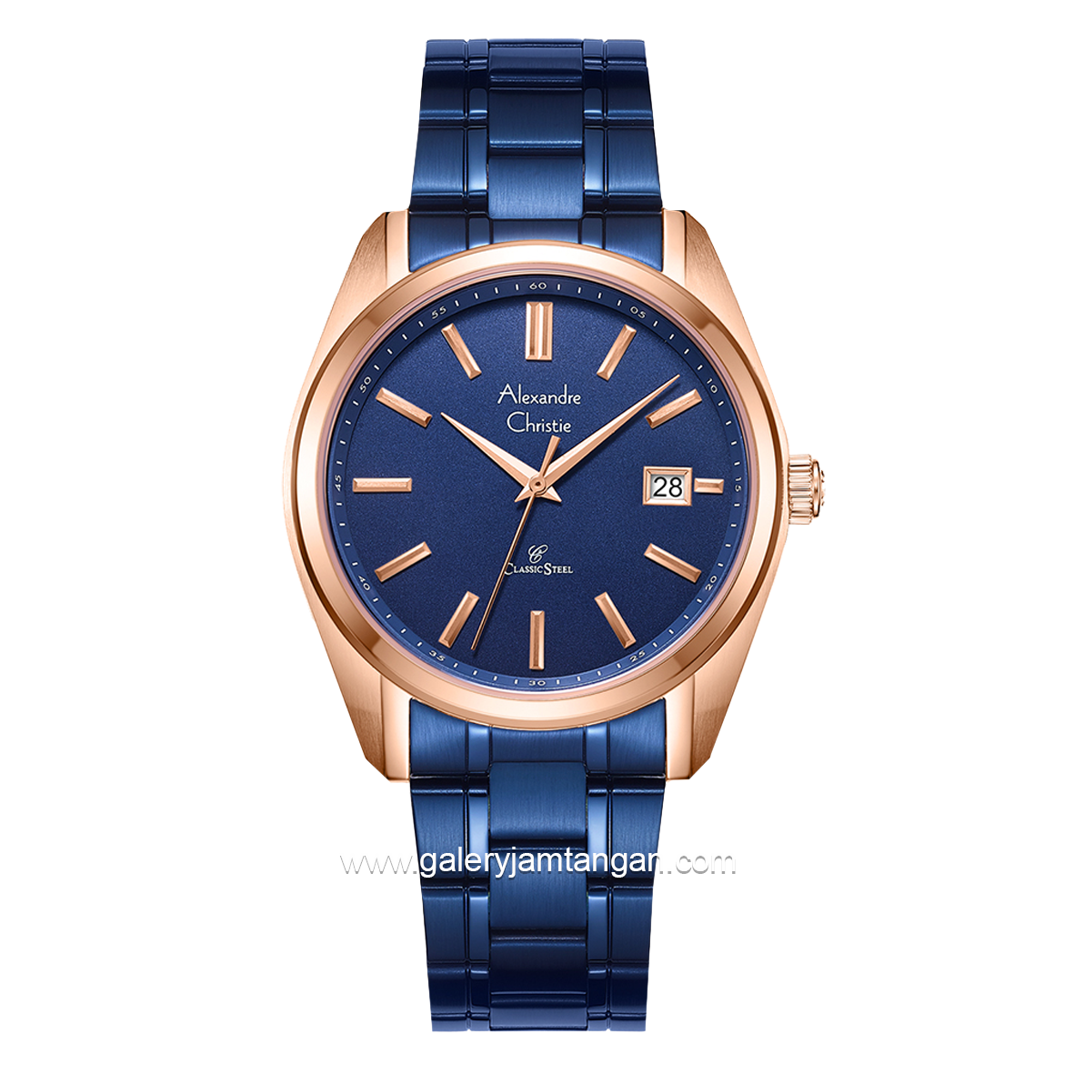 Alexandre Christie AC 8660 MD Blue Rosegold Stainless Steel