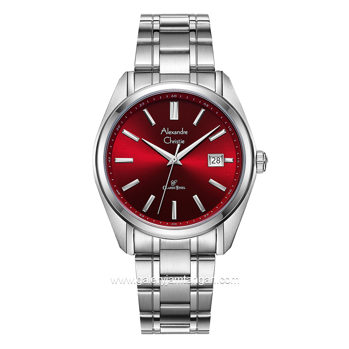Alexandre Christie AC 8660 MD Silver Dial Red Macaron Series Stainless Steel