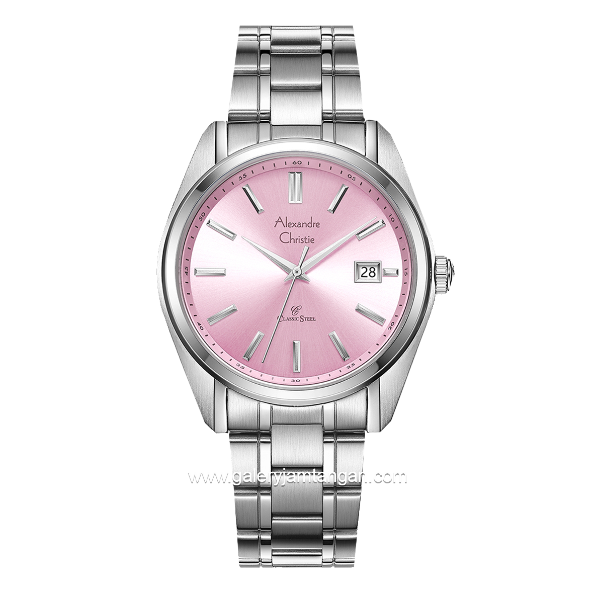 Alexandre Christie AC 8660 MD Silver Dial Pink Macaron Series Stainless Steel