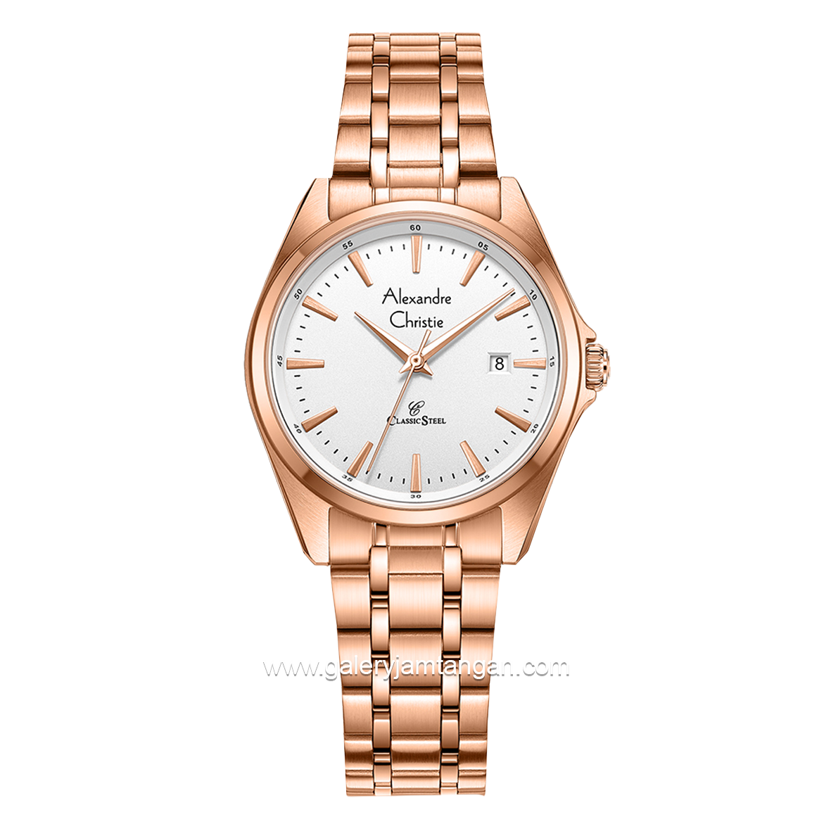 Alexandre Christie AC 8661 LD Rosegold Dial White Stainless Steel