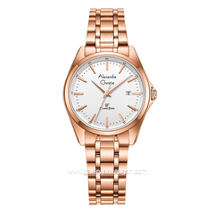 Alexandre Christie AC 8661 LD Rosegold Dial White Stainless Steel