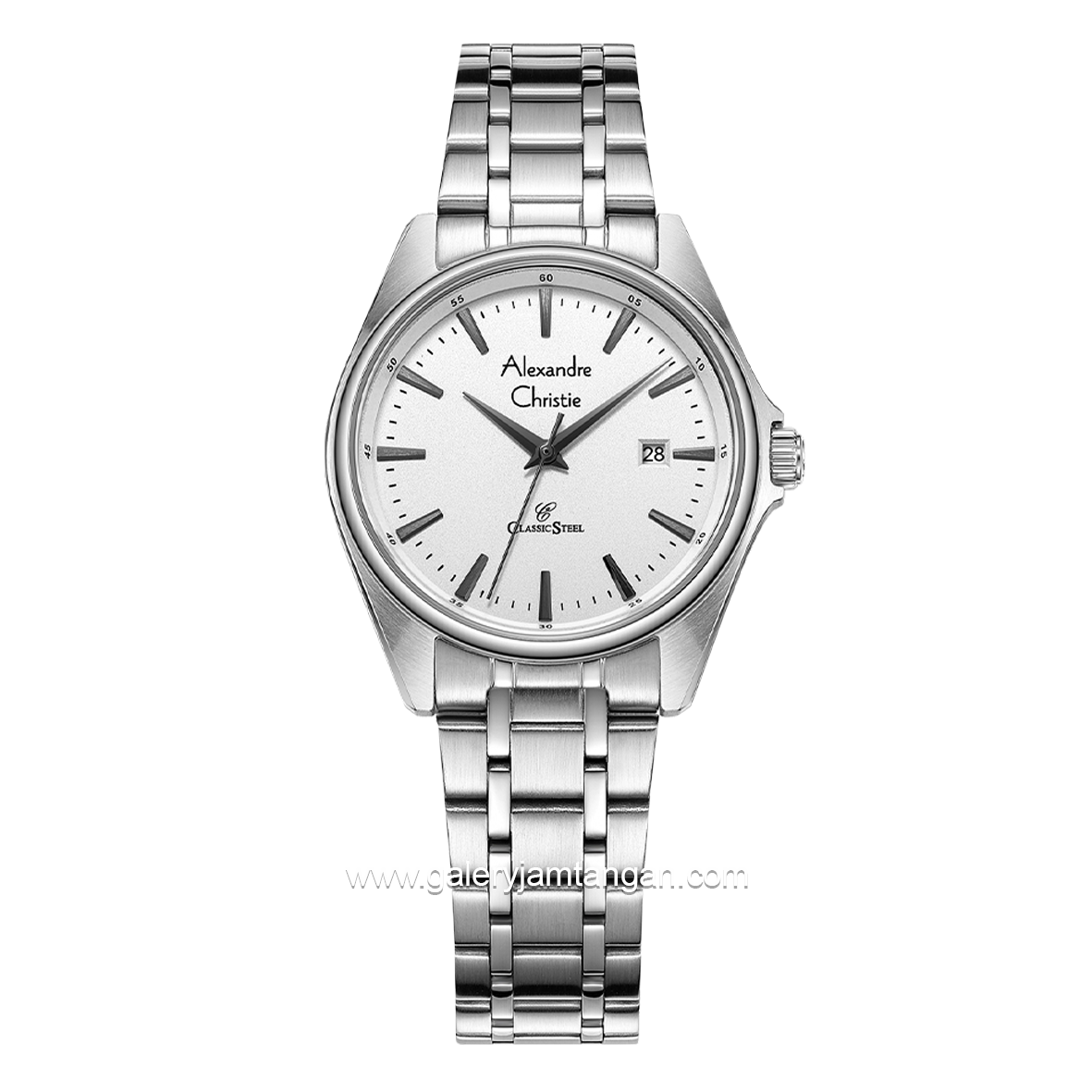 Alexandre Christie AC 8661 LD Silver Dial White Stainless Steel