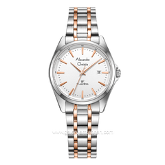 Alexandre Christie AC 8661 LD Silver Combinasi Rosegold Dial White Stainless Steel