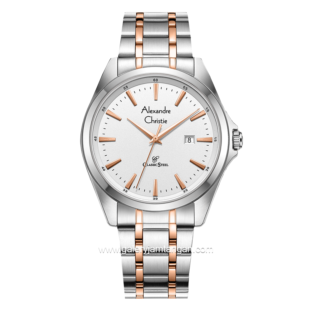 Alexandre Christie AC 8661 MD Silver Combinasi Rosegold Stainless Steel