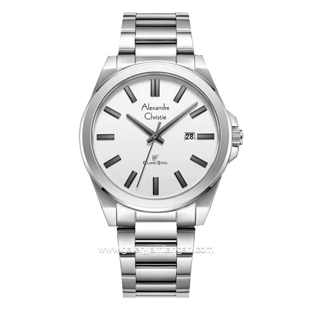 Alexandre Christie AC 8663 MD Silver Dial White Stainless Steel