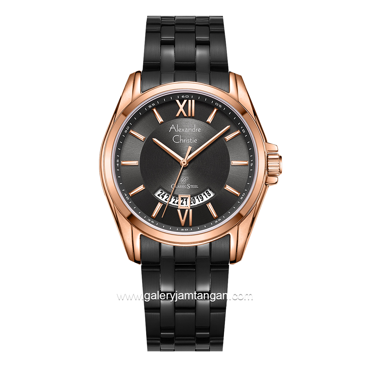 Alexandre Christie AC 8673 MD Black Rosegold Stainless Steel