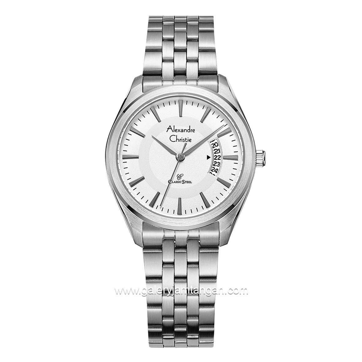 Alexandre Christie AC 8674 LD Silver Dial White Stainless Steel