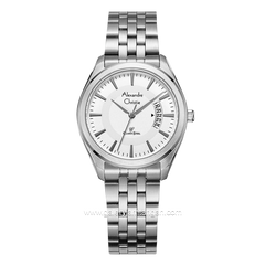 Alexandre Christie AC 8674 LD Silver Dial White Stainless Steel