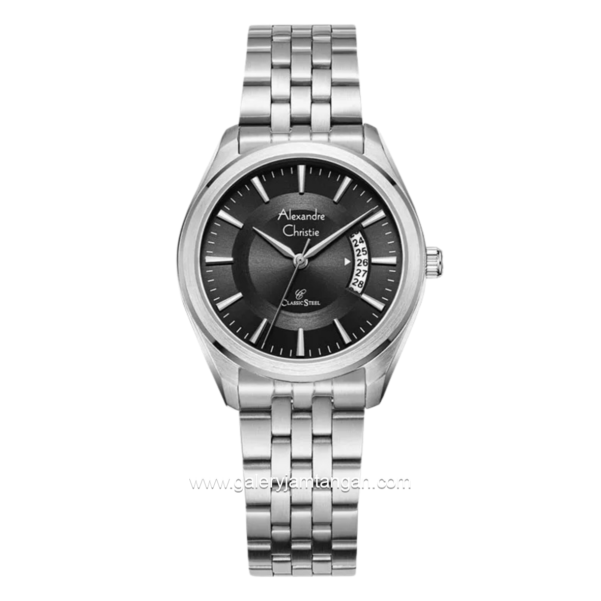 Alexandre Christie Classic Steel AC 8674 LDBSSBA Silver Dial White Stainless Steel Strap