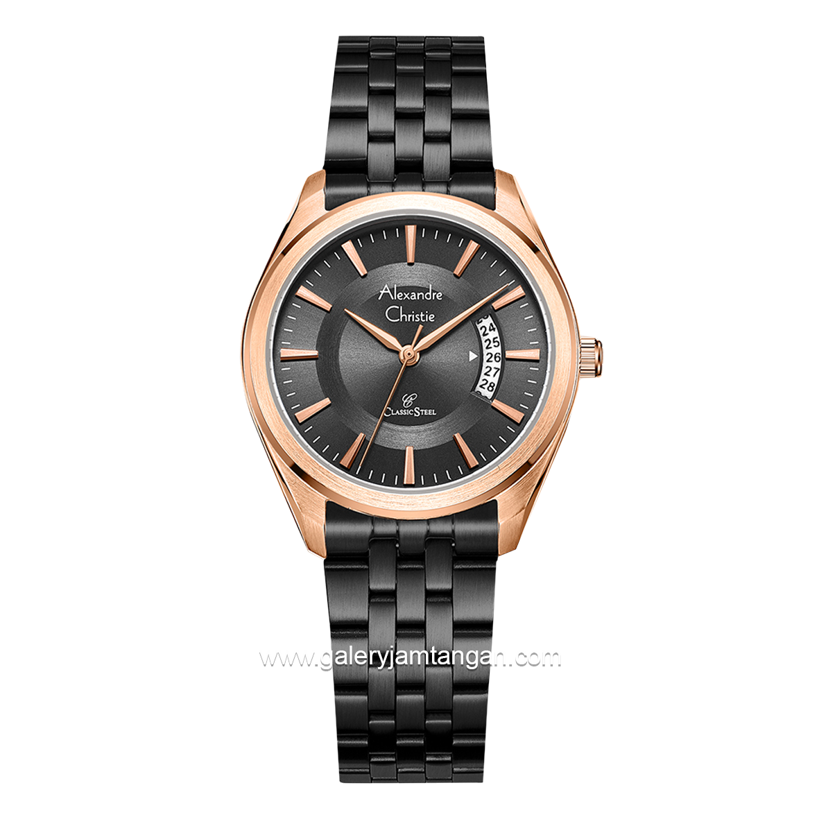 Alexandre Christie AC 8674 LD Black Rosegold Stainless Steel