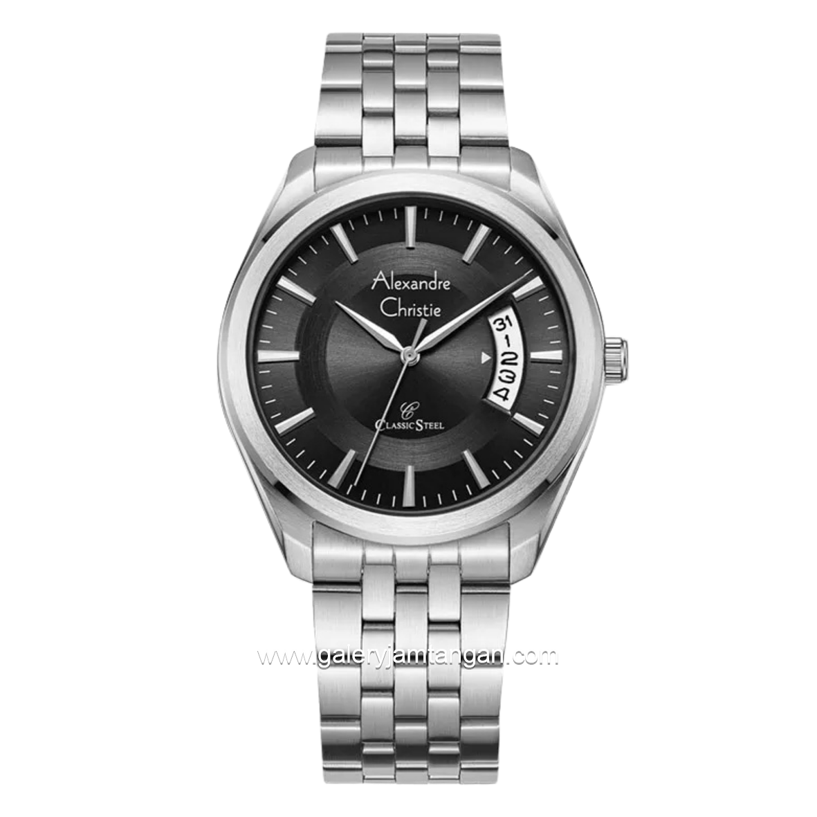 Alexandre Christie Classic Steel AC 8674 MDBSSBA Silver Dial Black Stainless Steel Strap
