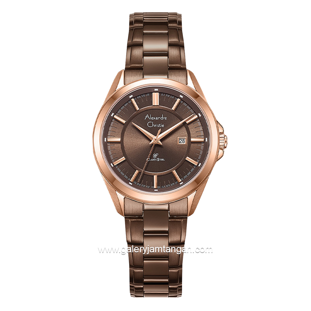 Alexandre Christie Classic Steel AC 8675 LD Brown Dial Brown Stainless Steel Strap