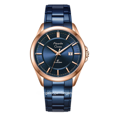 Alexandre Christie Classic Steel AC 8675 MD Blue Rosegold Stainless Steel Strap
