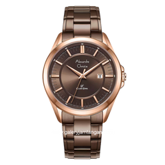 Alexandre Christie Classic Steel AC 8675 MD Brown Rosegold Stainless Steel Strap