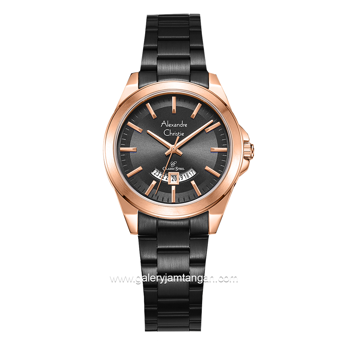Alexandre Christie AC 8676 LD Black Rosegold Stainless Steel