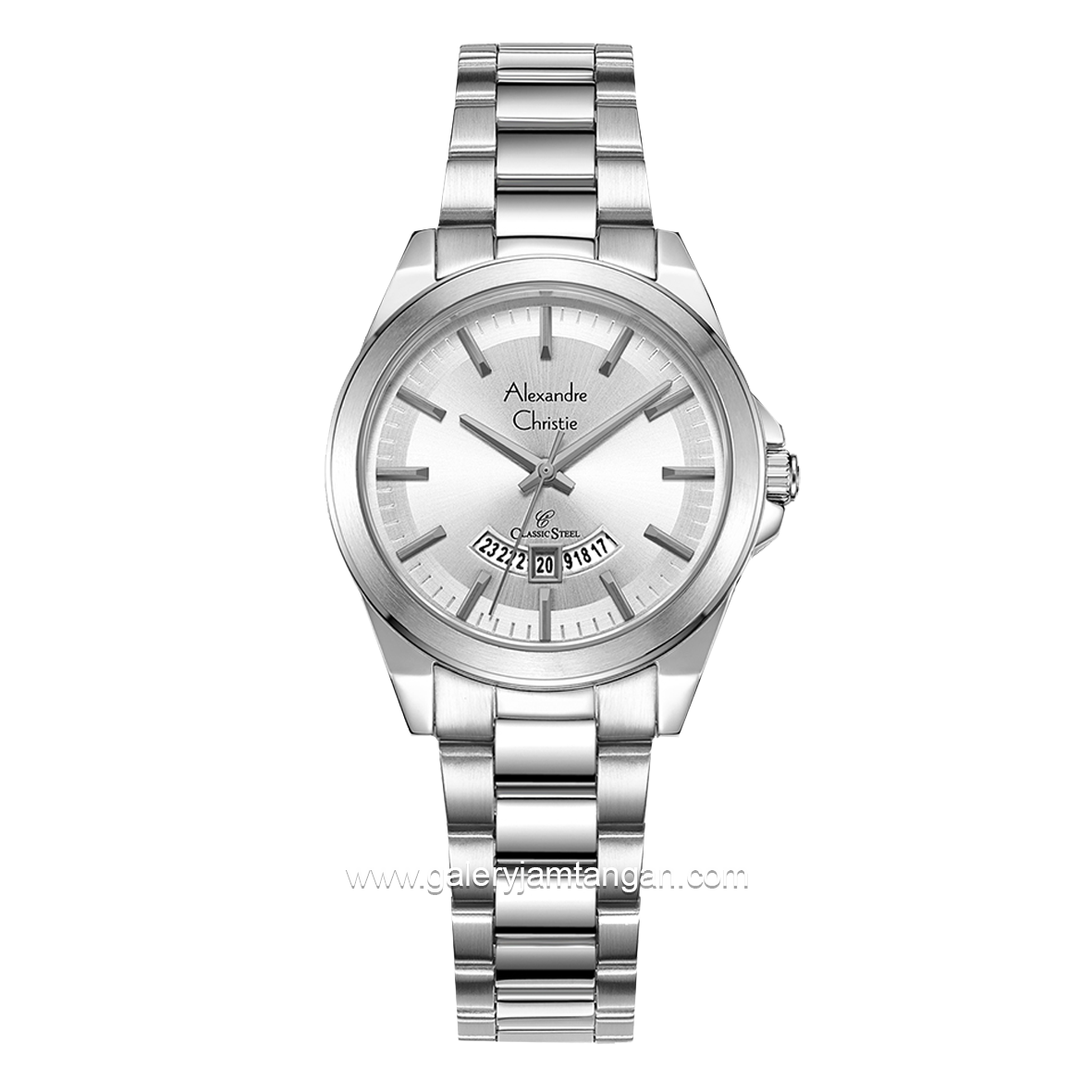 Alexandre Christie AC 8676 LD Silver Dial White Stainless Steel