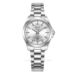Alexandre Christie AC 8676 LD Silver Dial White Stainless Steel