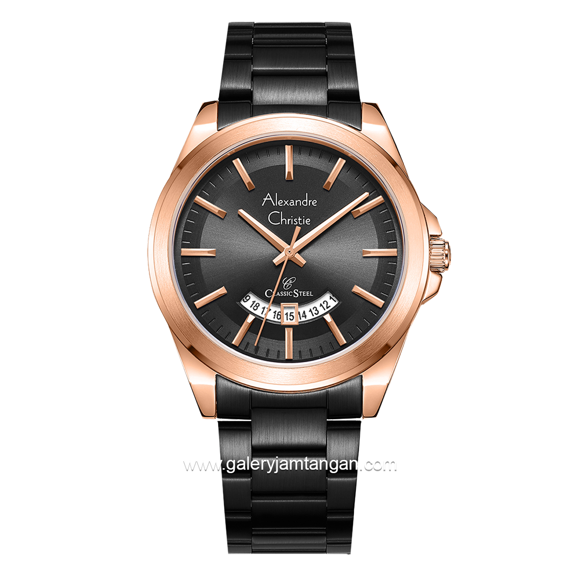 Alexandre Christie AC 8676 MD Black Rosegold Stainless Steel
