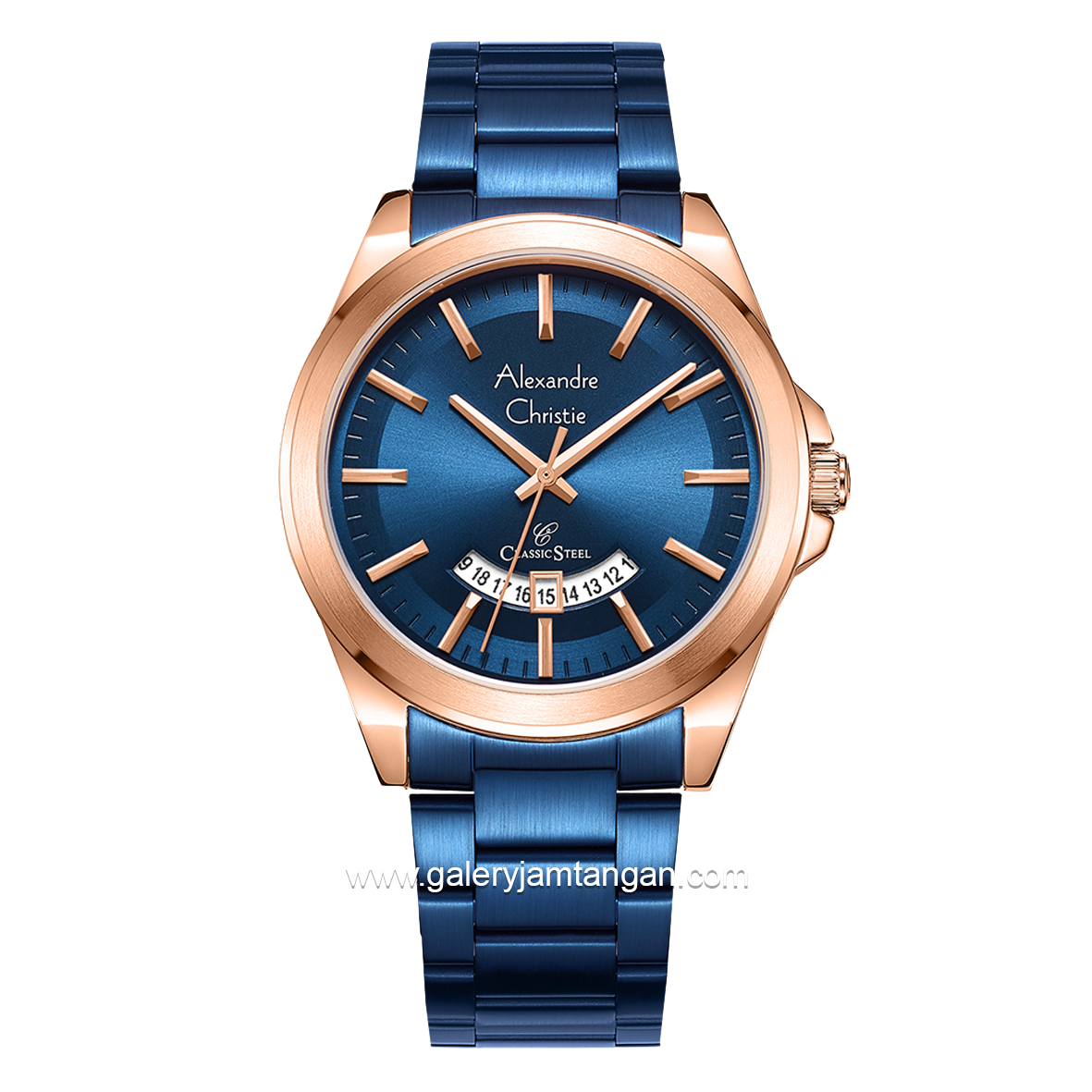 Alexandre Christie AC 8676 MD Blue Rosegold Stainless Steel